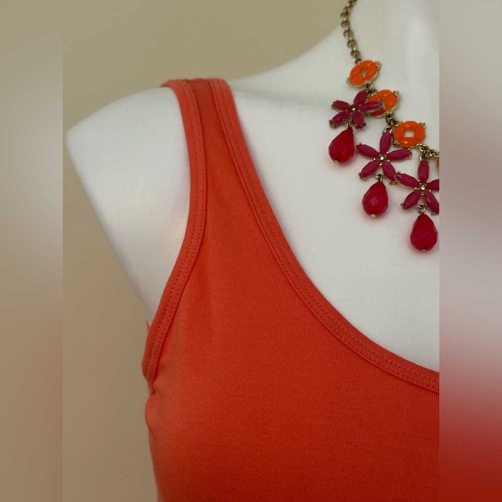Express Vibrant Coral Mini Sleeveless Dress Exposed Green Silver Zipper Sz M/M - Picture 7 of 15